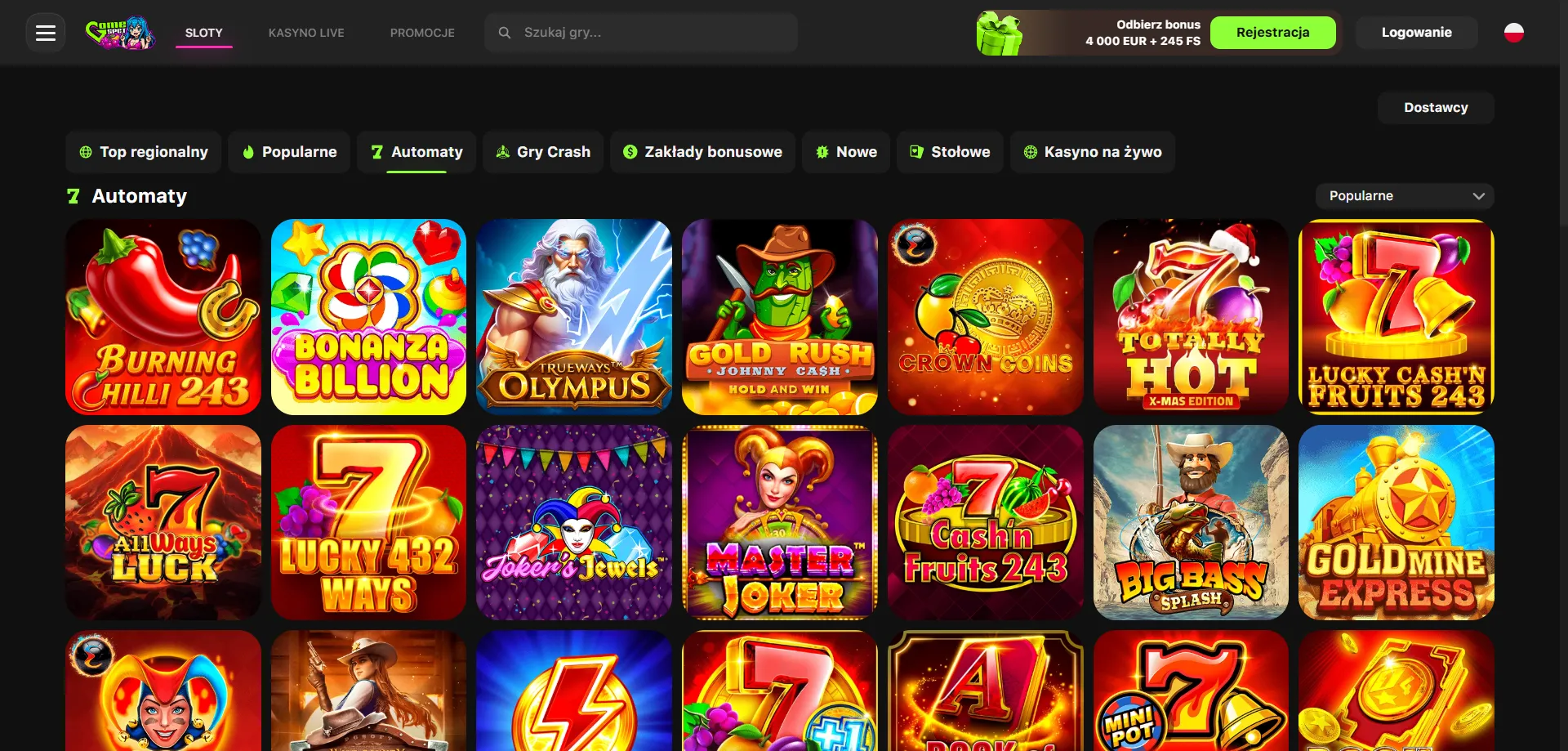 Graj w automaty wideo i jackpoty w GameSpot Casino