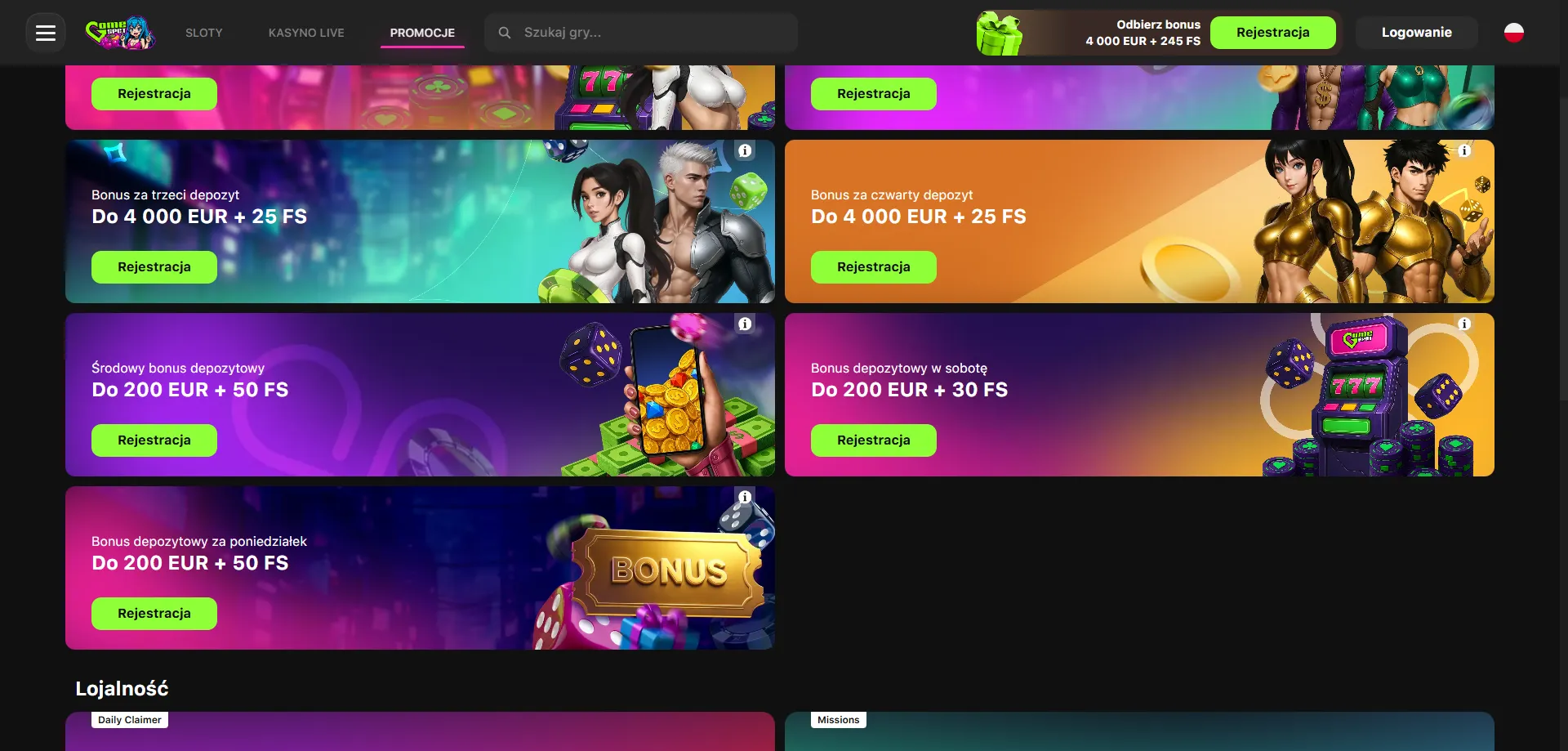 Bonusy i darmowe spiny dla graczy w GameSpot Casino